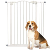 White metal Pet Safety Gate with adjustable width and double locking system