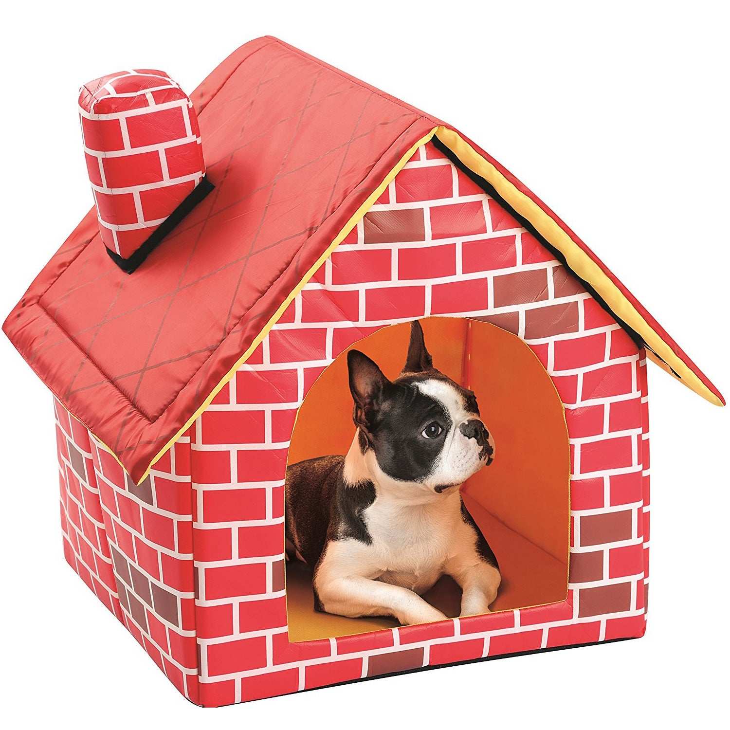 Brick-colored cloth cat litter chimney villa pet supplies cabin with removable double-sided cushion