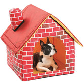Brick-colored cloth cat litter chimney villa pet supplies cabin with removable double-sided cushion