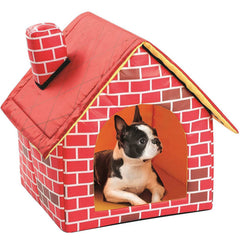 Brick-colored cloth cat litter chimney villa pet supplies cabin with removable double-sided cushion