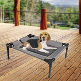 Gray Oxford cloth removable washable breathable pet dog bed trampoline with iron frame and connectors