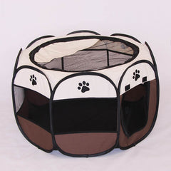 Folding octagonal pet fence made of waterproof oxford cloth with mesh, breathable and scratch-resistant for outdoor dogs