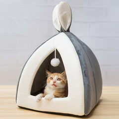 Rabbit Ear Mongolian Nest pet bed made of soft arctic velvet and PP cotton for cats and dogs in multiple sizes